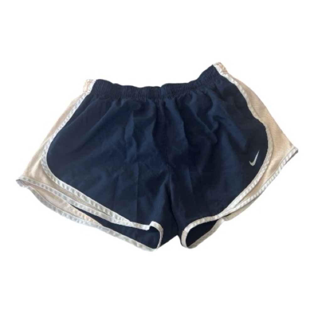 Nike Women's Dark Blue and Beige Athletic Shorts